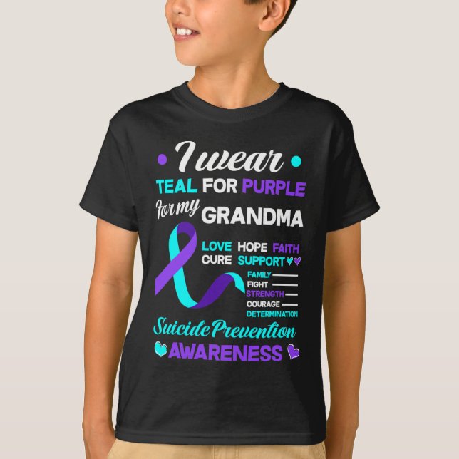 T-shirt Je porte Turquoise et pourpre pour mon grand-mère  (Devant)