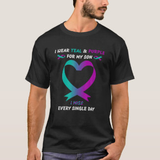 T-shirt Je Porte Turquoise Et Violet Pour Mon Fils Je Manq