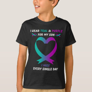 T-shirt Je Porte Turquoise Et Violet Pour Mon Fils Je Manq