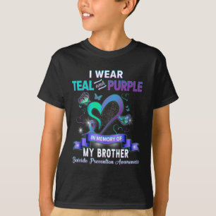 T-shirt Je Porte Turquoise Et Violet Pour Mon Frère Suicid