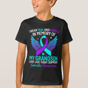 T-shirt Je Porte Turquoise Et Violet Pour Mon Petit-Fils S