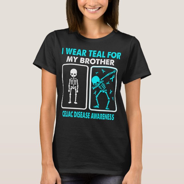T-shirt Je Porte Turquoise Pour Ma Frère CELIAC MALADIE (Devant)