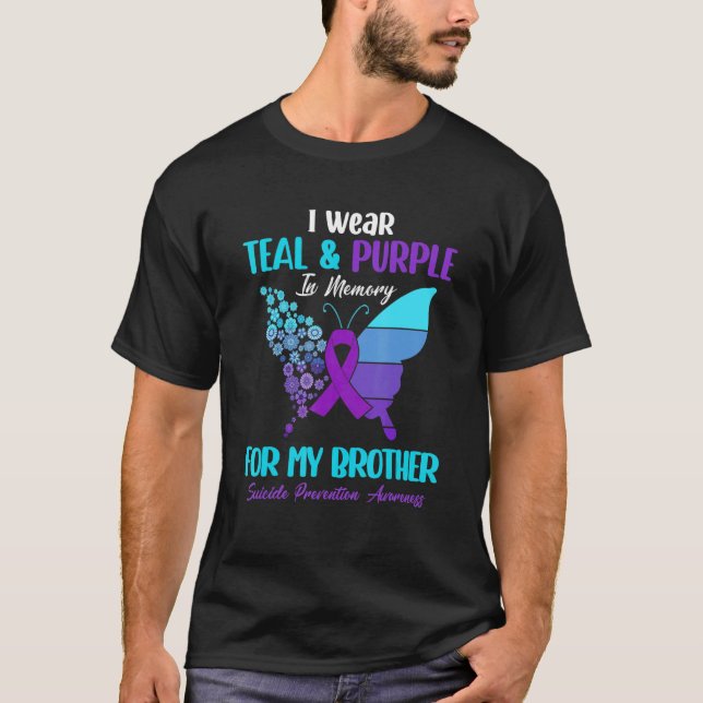 T-shirt Je Porte Turquoise & Violet En Mémoire Du Suicide  (Devant)