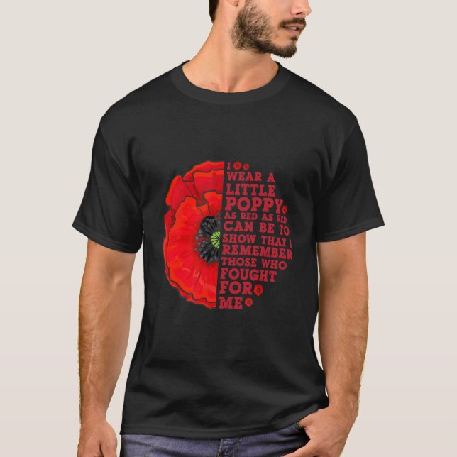 T-shirt Je Porte Un Petit Mémorial Au Pavot (Devant)