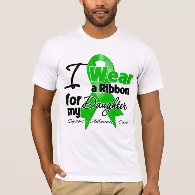 T-shirt Je porte un ruban vert pour ma fille (Devant)