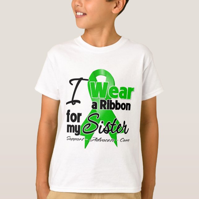 T-shirt Je porte un ruban vert pour ma soeur (Devant)