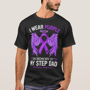 T-shirt Je Porte Violet En Mémoire De Pas Papa Alzheimer A