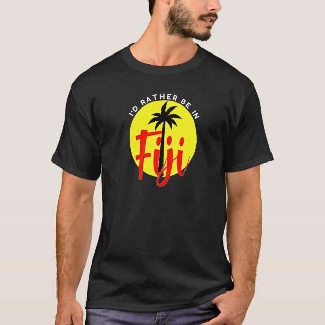 T-shirt Je préfère être à Fidji - Beach Vacation Blue Prem (Devant)
