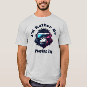 T-shirt Je préfère jouer Tag Gorilla Monke VR Gamer