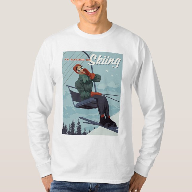 T-shirt Je préfère skier Imprimer (Devant)