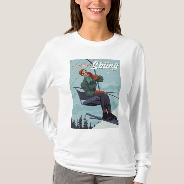 T-shirt Je préfère skier Imprimer (Devant)