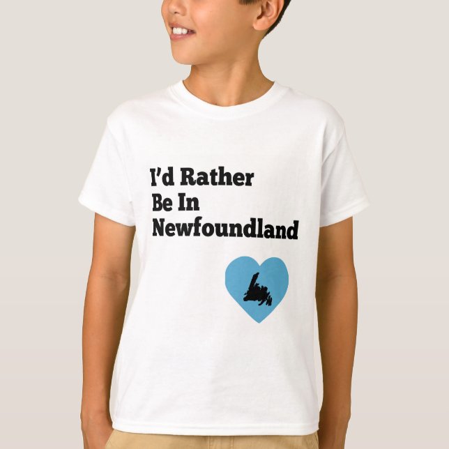 T-shirt Je préférerais être à Terre-Neuve (coeur bleu) (Devant)