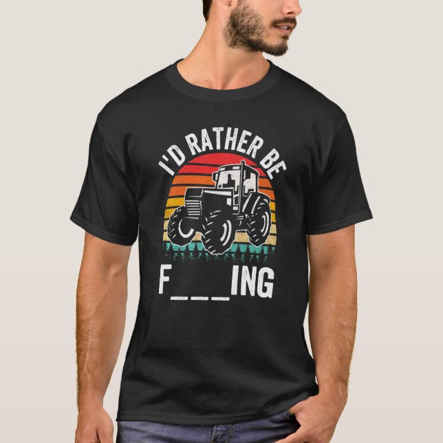 T-shirt Je préférerais être agriculteur Tracteur Rétro Sun (Devant)