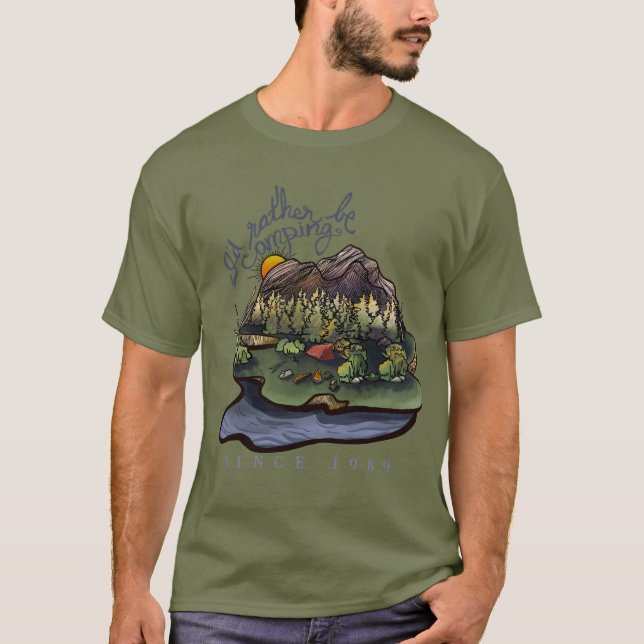 T-shirt Je préférerais être Camping (Devant)