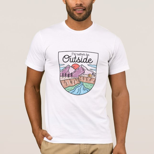 T-shirt Je préférerais être dehors (Devant)