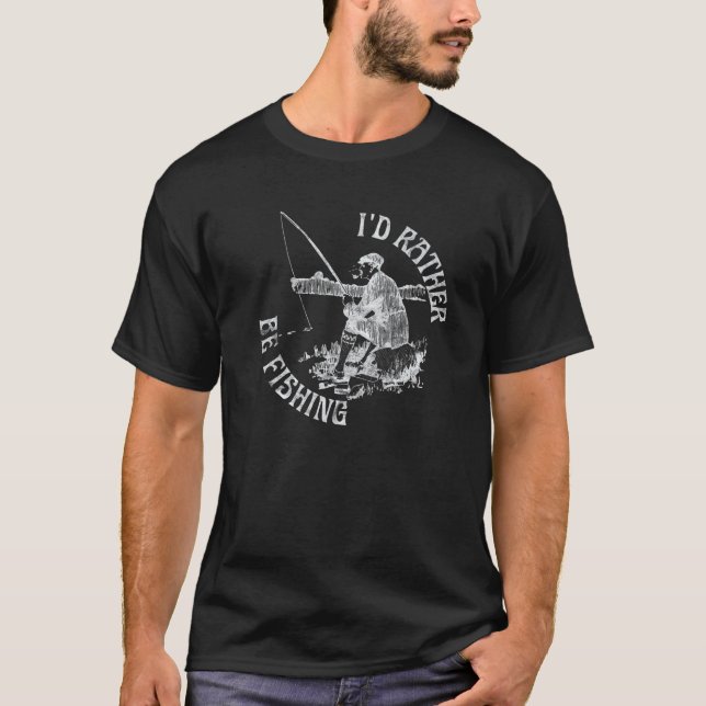 T-shirt Je Préférerais Être Pêche, Drôle Poisson Cadeau (Devant)