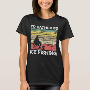 T-shirt Je Préférerais Être Pêche Glace Fisher Rod Fi