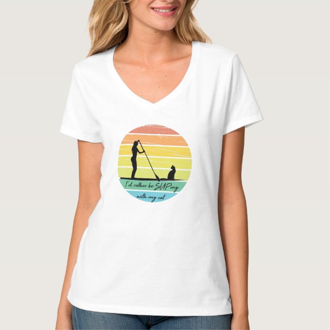 T-shirt Je préférerais être SUPing avec ma fille Cat SUP (Devant)