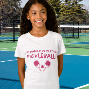 T-Shirt Je Préférerais Jouer Pickleball mignonne fille ros