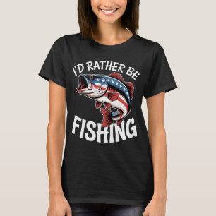 T-shirt Je préférerais pêcher - Conception de poisson bass