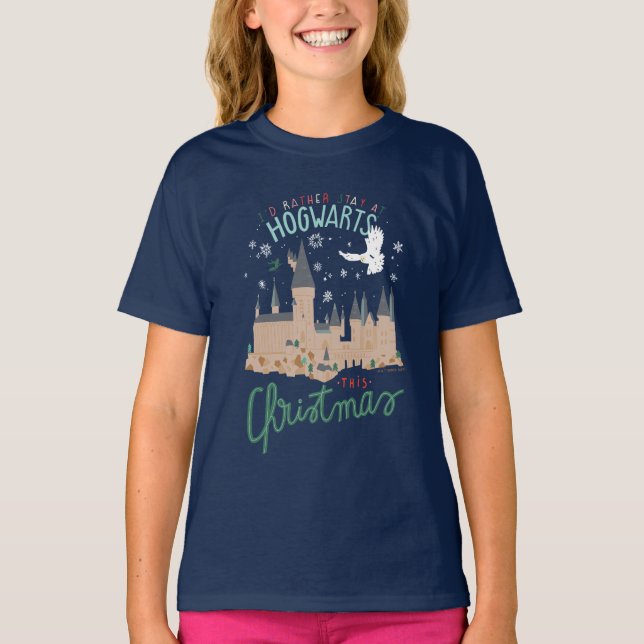 T-shirt Je Préférerais Rester À Hogwarts Ce Noël (Devant)