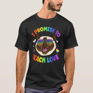 T-shirt Je promets d'enseigner l'amour arc-en-ciel coloré