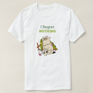 T-shirt Je Regret Rien - Drôle Grouchy Chat Noël