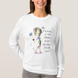 T-shirt Je rêve de Noël blanc, cadeaux humoristiques