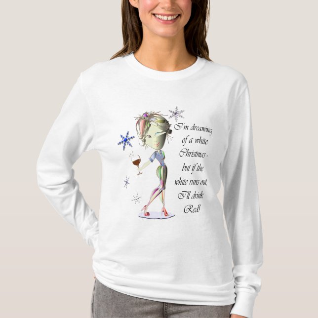 T-shirt Je rêve de Noël blanc, cadeaux humoristiques (Devant)