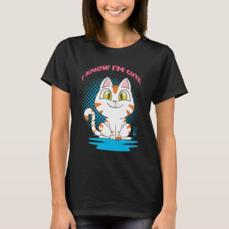T-shirt Je sais que je suis mignonne noire
