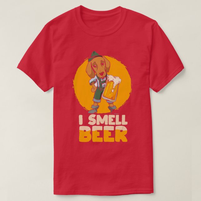 T-shirt Je sens le chien de bière dans une boîte bavaroise (Design devant)
