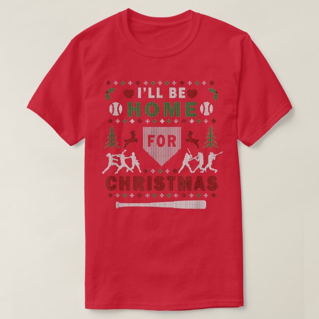 T-shirt Je Serai À La Maison Pour Noël Softball Vilain Noë (Design devant)
