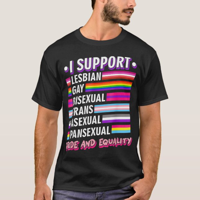 T-shirt Je soutiens la fierté LGBTQ (Devant)