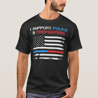T-SHIRT JE SOUTIENS LA POLICE ET LES COMBATTANTS BLEU ET R