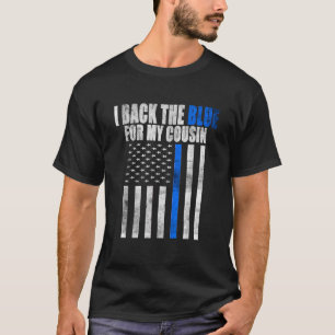 T-shirt Je soutiens le bleu pour mon cousin mince ligne bl