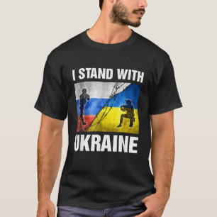 T-shirt Je soutiens l'Ukraine Américain Ukrainien F