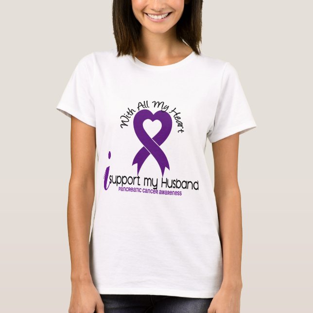 T-shirt Je soutiens mon Cancer pancréatique de mari (Devant)