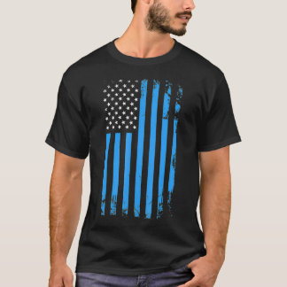 T-SHIRT JE SOUTIENS POLICE BLUE USA DRAPEAU