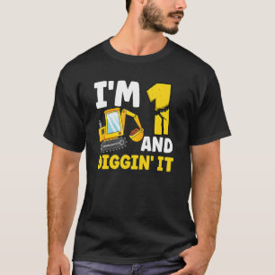 T-shirt Je suis 1 et creuser le 1er Anniversaire Excavateu
