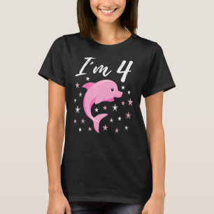 T-shirt Je suis 4 Toddler jolie idée Dolphin rose Annivers