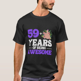 T-shirt Je Suis 59 Plus 1 Doigt Moyen Pour Un 60E Annivers