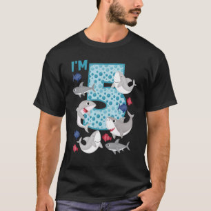 T-shirt Je suis 5 5e Anniversaire Crew Shark thème Famille