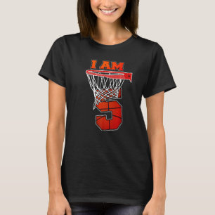 T-shirt Je suis 5 Basketball Thème Fête d'anniversaire