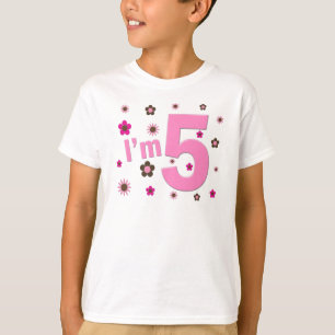T-shirt Je suis 5 fleurs de rose et de brun