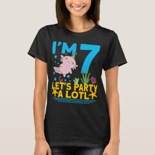 T-shirt Je suis 7 anniversaire de la fête Axolotl mignon 7