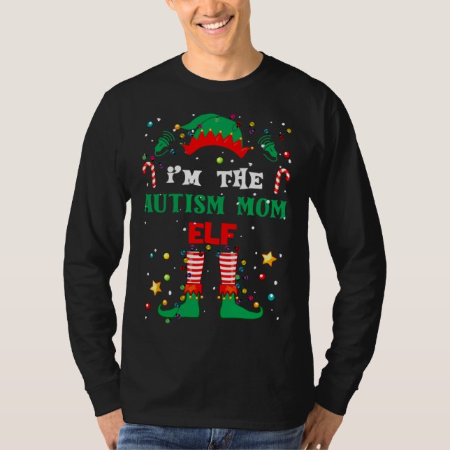 T-shirt Je Suis Autisme Maman Elf (Devant)