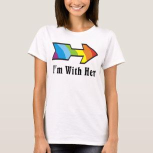 T-shirt Je suis avec elle - flèche d'arc-en-ciel laissée