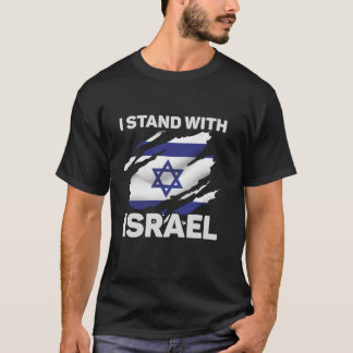 T-shirt Je suis avec Israël USA Drapeau américain avec Isr