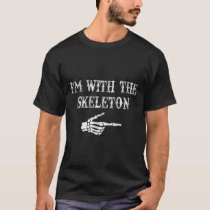 T-shirt Je suis avec la main de squelette Halloween Couple