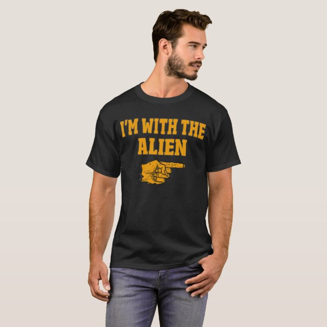 T-shirt Je suis avec l'Alien drôle couple costume d'Hallow (Devant entier)